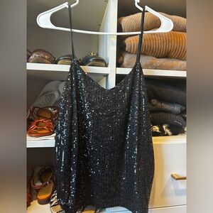 Steve Madden Black Sequin Camisole Top